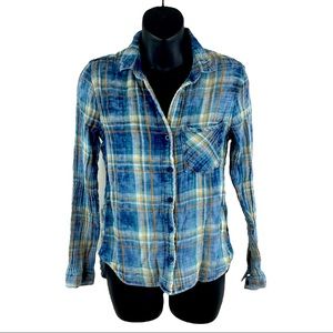 Anthropology Gauze “Cloth and Stone” acid wash button down flannel size XS